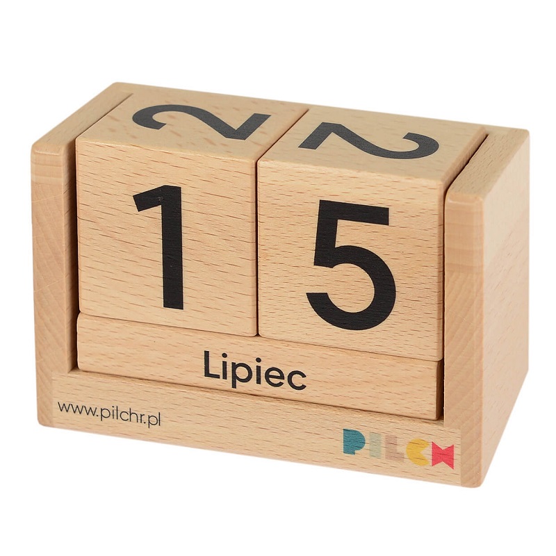 Drewniany kalendarz dla dzieci do nauki cyfr i nazwy miesięcy - Pilch