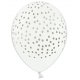 Balon lateksowy stylizowany na confetti - Biały w złote kropki