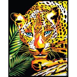 Duży plakat do pokolorowania, tło velvet, Leopard