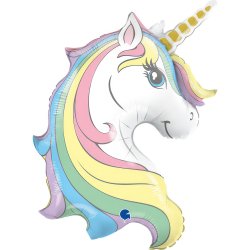 Balon Jednorożec Pastelowy - Macaron Unicorn Head - 99 cm