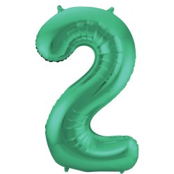 Balon cyfra 2, zielony metallic mat