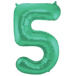 Balon cyfra 5, zielony metallic mat