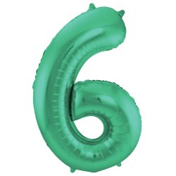Balon cyfra 6, zielony metallic mat