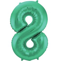 Balon cyfra 8, zielony metallic mat
