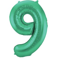 Balon cyfra 9, zielony metallic mat