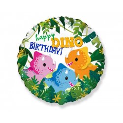 Balon foliowy "Happy Birthday Dino" urodzinowy - 45 cm