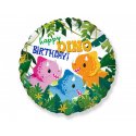 Balon foliowy "Happy Birthday Dino" urodzinowy - 45 cm