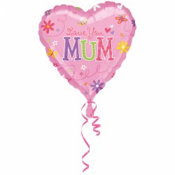 Balon Serce Love You Mum - Kocham Cię Mamo 43 cm